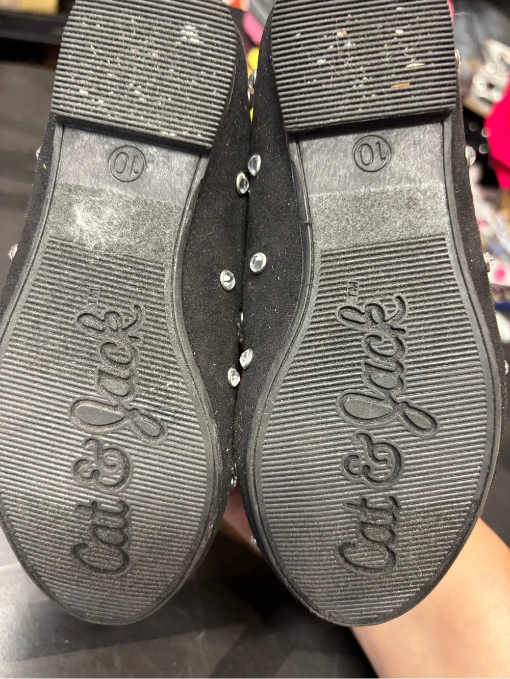 Cat & Jack Black Girls Rhinestone Ballet Flats b158s